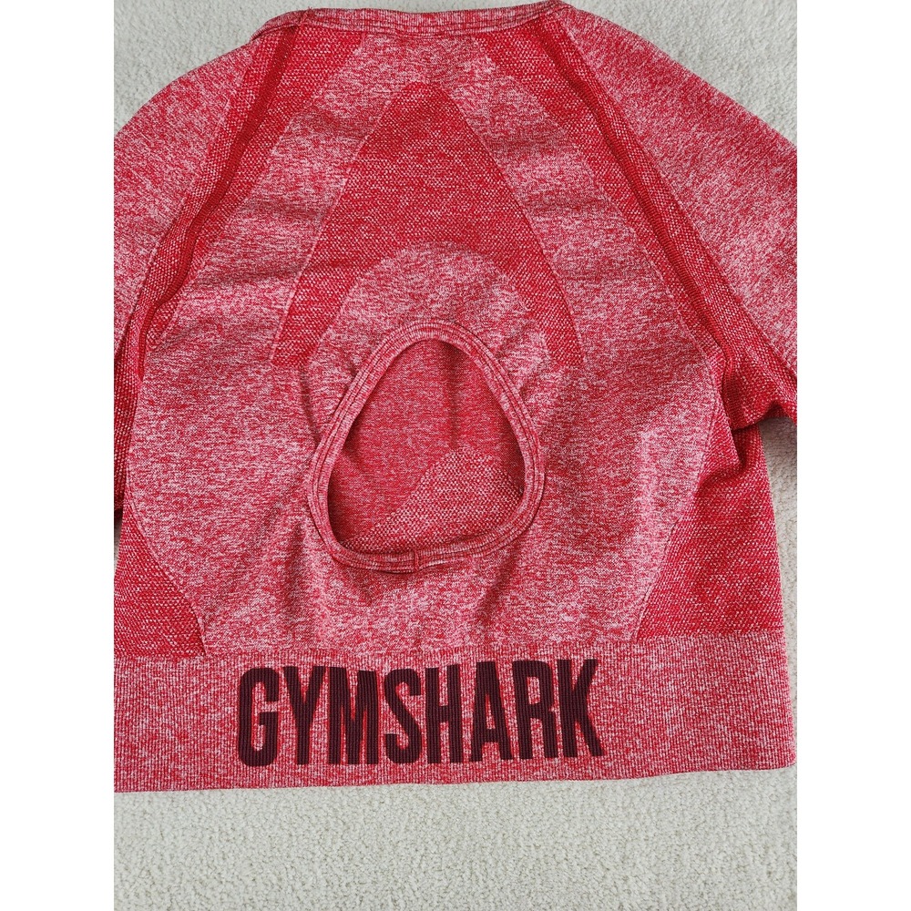 Red Gymshark Long Sleeve Crop Top Athletic Shirt Women's Size Large Keyhole Back - Picture 4 of 9